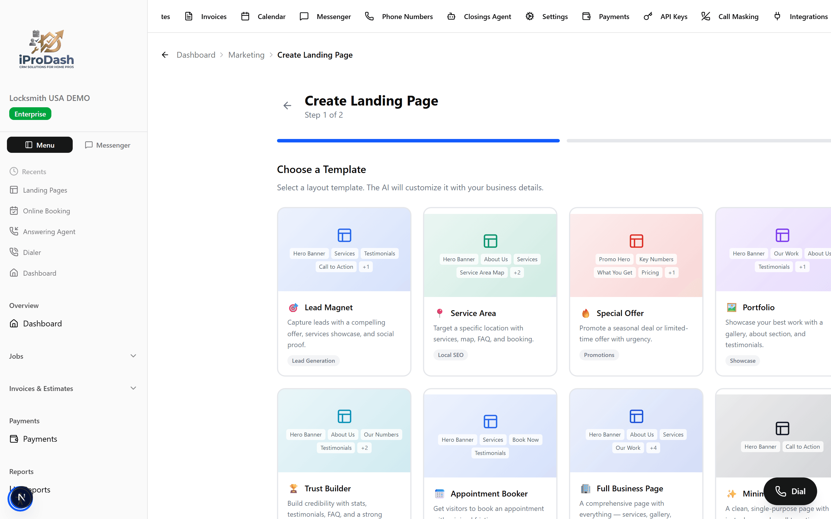 iProDash AI Page Builder screenshot