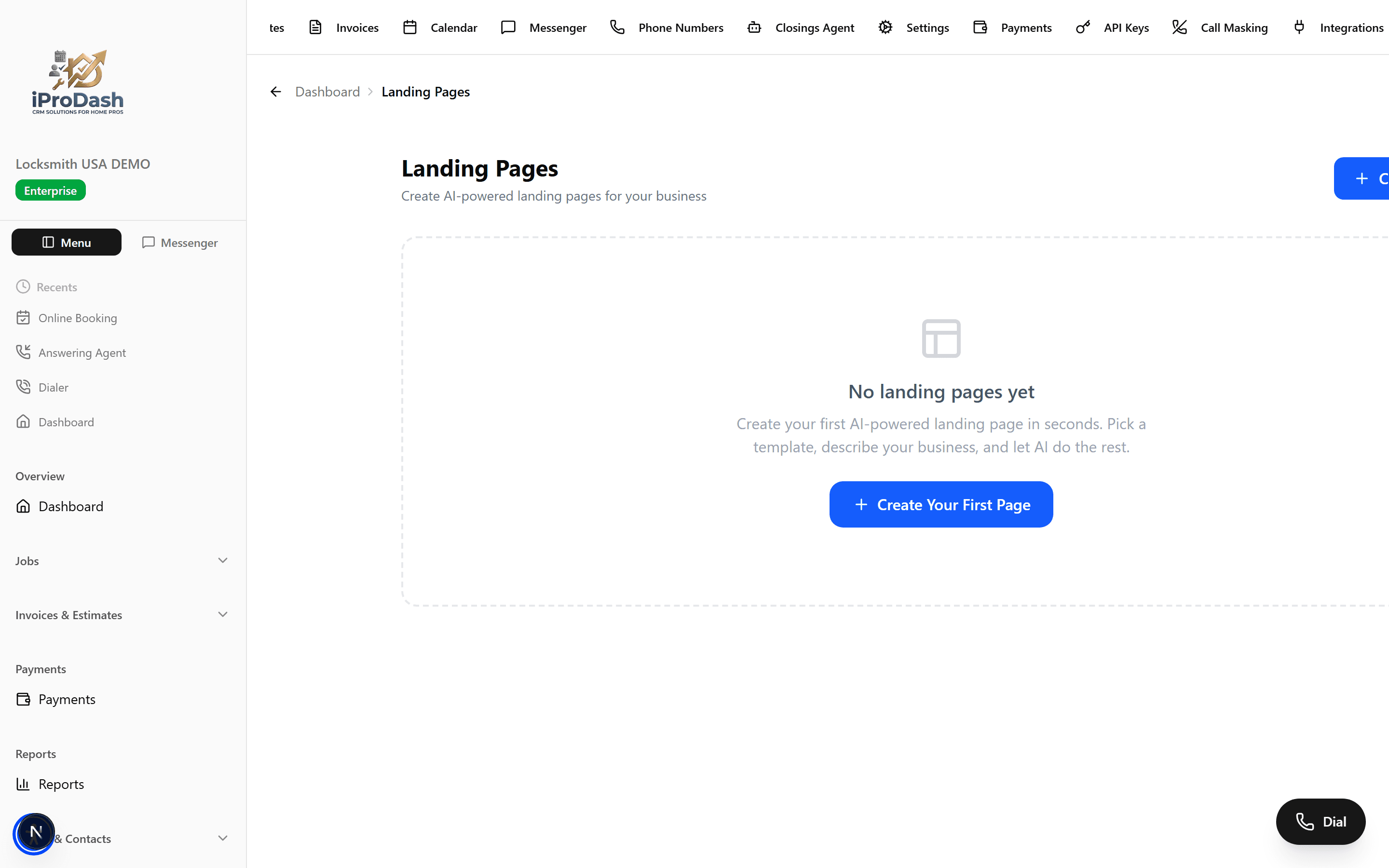iProDash Landing Pages screenshot